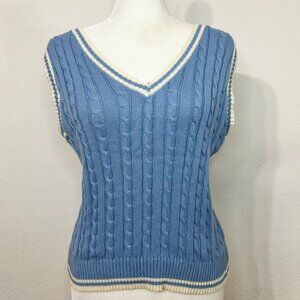 womens blue and white sweater vest size L • brand: say what